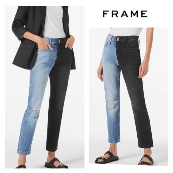 Frame Denim Le Sylvie Playtha Black Indigo Mix - Picture 2 of 12